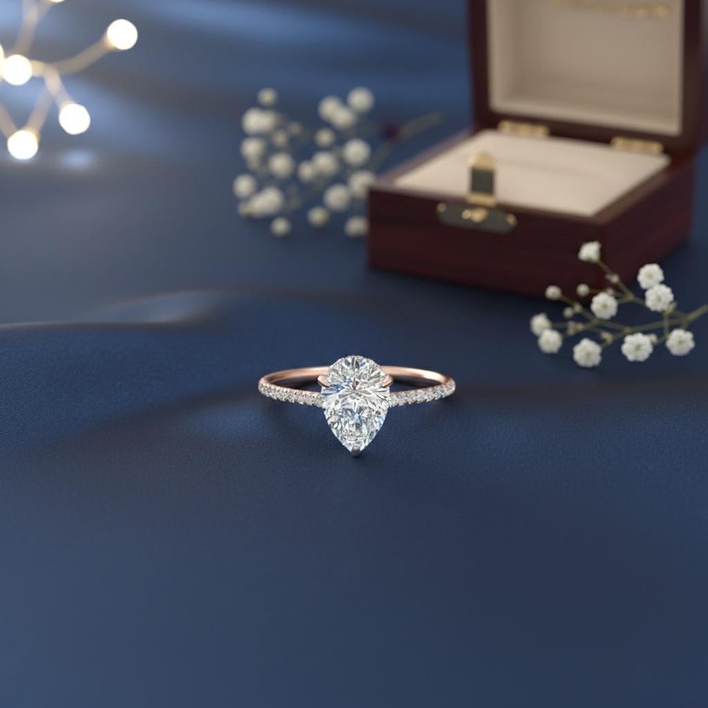 Teardrop Halo Engagement Rings