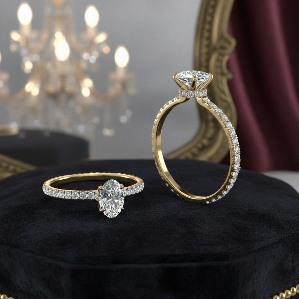 Hidden Halo Oval Engagement Rings