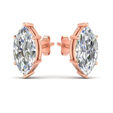 6 Prong Marquise Diamonds Solitaire Stud Earring in Basket Setting