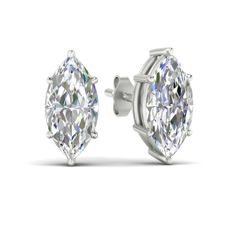 6 Prong Marquise Diamonds Solitaire Stud Earring in Basket Setting