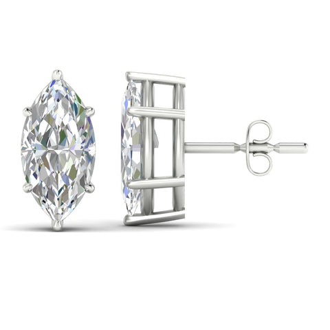 6 Prong Marquise Diamonds Solitaire Stud Earring in Basket Setting