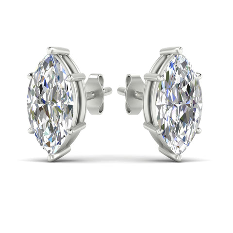 6 Prong Marquise Diamonds Solitaire Stud Earring in Basket Setting