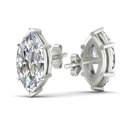 6 Prong Marquise Diamonds Solitaire Stud Earring in Basket Setting