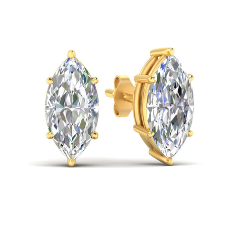6 Prong Marquise Diamonds Solitaire Stud Earring in Basket Setting