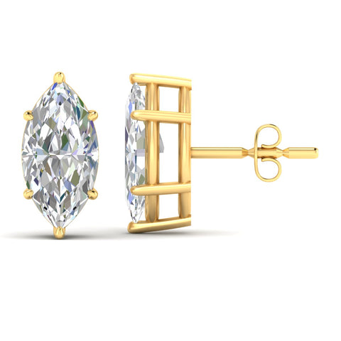 6 Prong Marquise Diamonds Solitaire Stud Earring in Basket Setting