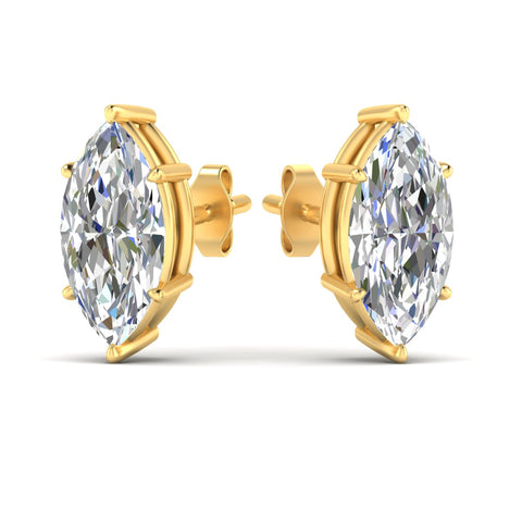 6 Prong Marquise Diamonds Solitaire Stud Earring in Basket Setting
