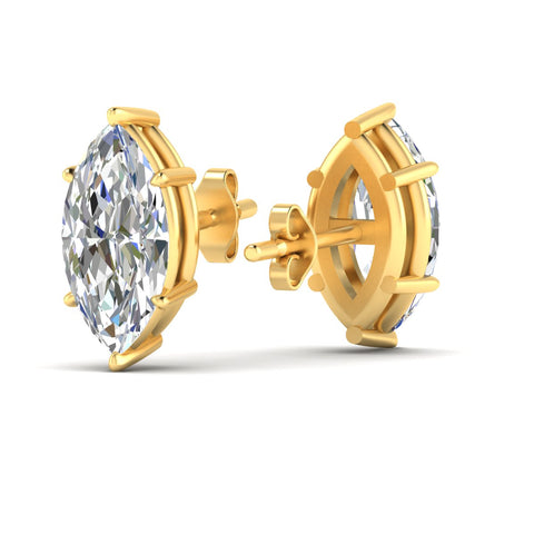 6 Prong Marquise Diamonds Solitaire Stud Earring in Basket Setting