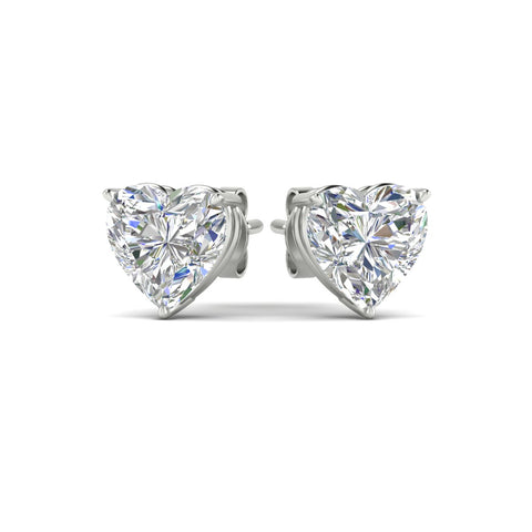 3 Prong Heart Shaped Diamond Solitaire Stud Earring in Basket Setting