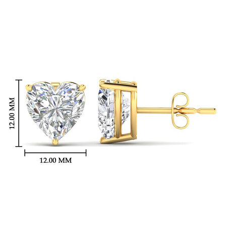3 Prong Heart Shaped Diamond Solitaire Stud Earring in Basket Setting