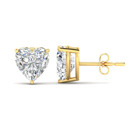 3 Prong Heart Shaped Diamond Solitaire Stud Earring in Basket Setting