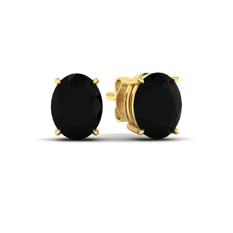 Oval Shaped Lab Grown Black Diamond Gemstone Earrings
