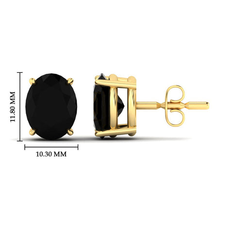 Oval Shaped Lab Grown Black Diamond Gemstone Earrings