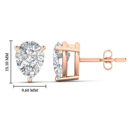 Three-Prong Pear Diamond Solitaire Stud Earrings [IGI Certified]