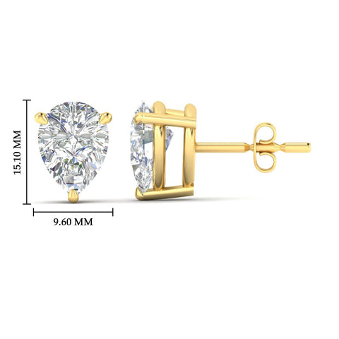 Three-Prong Pear Diamond Solitaire Stud Earrings [IGI Certified]