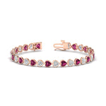 Load image into Gallery viewer, 9-ct-bezel-tennis-bracelet-heart-shaped-diamond-with-pink-sapphire-in-rose-gold-fdbrc10581htgsadrpiangle2-9-ct-nl-rg
