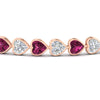 Load image into Gallery viewer, 9-ct-bezel-tennis-bracelet-heart-shaped-diamond-with-pink-sapphire-in-rose-gold-fdbrc10581htgsadrpiangle2-9-ct-nl-rg