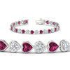 Load image into Gallery viewer, 9-ct-bezel-tennis-bracelet-heart-shaped-diamond-with-pink-sapphire-in-white-gold-fdbrc10581htgsadrpiangle2-9-ct-nl-wg