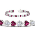 Thumbnail 31 - 9-ct-bezel-tennis-bracelet-heart-shaped-diamond-with-pink-sapphire-in-white-gold-fdbrc10581htgsadrpiangle2-9-ct-nl-wg