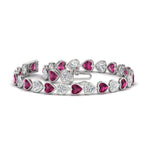 Load image into Gallery viewer, 9-ct-bezel-tennis-bracelet-heart-shaped-diamond-with-pink-sapphire-in-white-gold-fdbrc10581htgsadrpiangle2-9-ct-nl-wg
