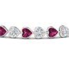 Load image into Gallery viewer, 9-ct-bezel-tennis-bracelet-heart-shaped-diamond-with-pink-sapphire-in-white-gold-fdbrc10581htgsadrpiangle2-9-ct-nl-wg