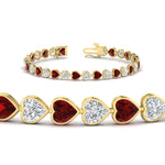 Load image into Gallery viewer, 9-ct-bezel-tennis-bracelet-heart-shaped-diamond-with-ruby-in-yellow-gold-fdbrc10581htgrudrangle2-9-ct-nl-yg
