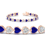 Load image into Gallery viewer, 9-ct-bezel-tennis-bracelet-heart-shaped-diamond-with-sapphire-in-rose-gold-fdbrc10581htgsablangle2-9-ct-nl-rg
