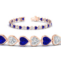Thumbnail 6 - 9-ct-bezel-tennis-bracelet-heart-shaped-diamond-with-sapphire-in-rose-gold-fdbrc10581htgsablangle2-9-ct-nl-rg