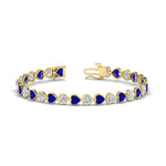 Load image into Gallery viewer, 9-ct-bezel-tennis-bracelet-heart-shaped-diamond-with-sapphire-in-yellow-gold-fdbrc10581htgsablangle2-9-ct-nl-yg
