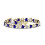 Load image into Gallery viewer, 9-ct-bezel-tennis-bracelet-heart-shaped-diamond-with-sapphire-in-yellow-gold-fdbrc10581htgsablangle2-9-ct-nl-yg
