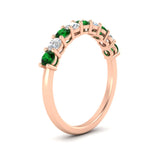 Load image into Gallery viewer, 9-stone-0.75-carat-beautiful-emerald-wedding-band-in-rose-gold-FD8008B9GEMGRANGLE2-0.75CT-NL-RG
