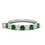 Load image into Gallery viewer, 9-stone-0.75-carat-beautiful-emerald-wedding-band-in-white-gold-FD8008B9GEMGR-0.75CT-NL-WG-HW
