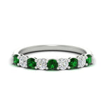 Load image into Gallery viewer, 9-stone-0.75-carat-beautiful-emerald-wedding-band-in-white-gold-FD8008B9GEMGR-0.75CT-NL-WG
