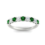 Load image into Gallery viewer, 9-stone-0.75-carat-beautiful-emerald-wedding-band-in-white-gold-FD8008B9GEMGRANGLE5-0.75CT-NL-WG
