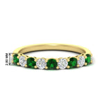 Load image into Gallery viewer, 9-stone-0.75-carat-beautiful-emerald-wedding-band-in-yellow-gold-FD8008B9GEMGR-0.75CT-NL-YG-HW
