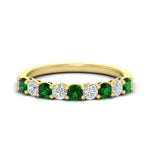Load image into Gallery viewer, 9-stone-0.75-carat-beautiful-emerald-wedding-band-in-yellow-gold-FD8008B9GEMGR-0.75CT-NL-YG
