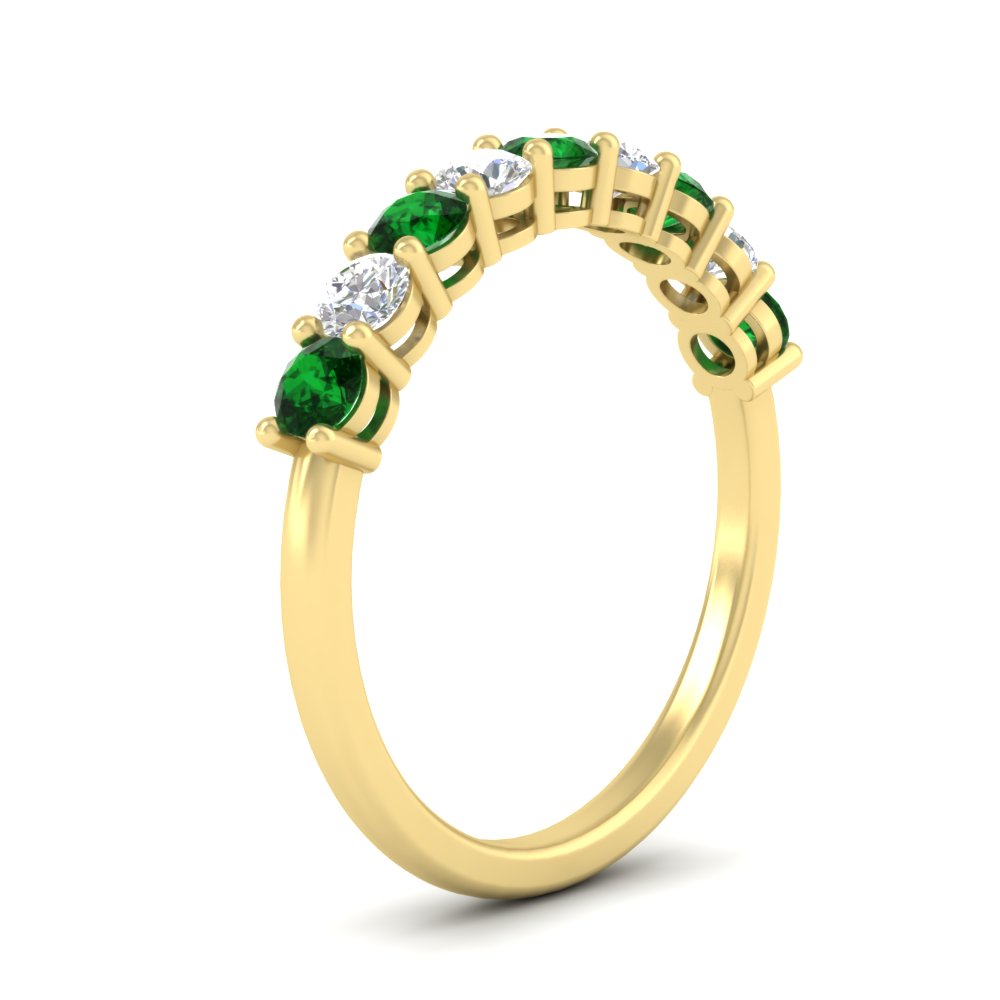 9-stone-0.75-carat-beautiful-emerald-wedding-band-in-yellow-gold-FD8008B9GEMGRANGLE2-0.75CT-NL-YG