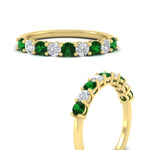 Load image into Gallery viewer, 9-stone-0.75-carat-beautiful-emerald-wedding-band-in-yellow-gold-FD8008B9GEMGRANGLE3-0.75CT-NL-YG
