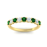 Load image into Gallery viewer, 9-stone-0.75-carat-beautiful-emerald-wedding-band-in-yellow-gold-FD8008B9GEMGRANGLE5-0.75CT-NL-YG
