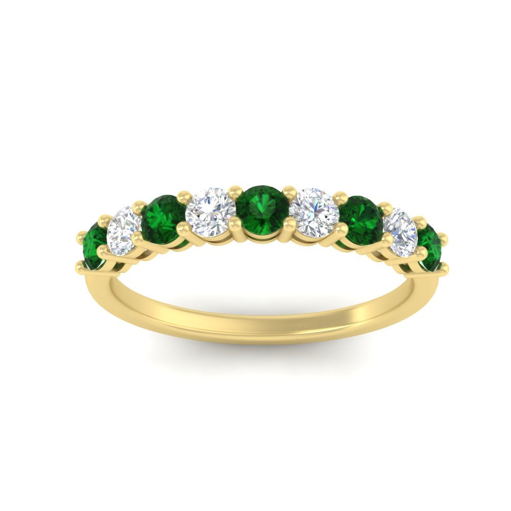 9-stone-0.75-carat-beautiful-emerald-wedding-band-in-yellow-gold-FD8008B9GEMGRANGLE5-0.75CT-NL-YG