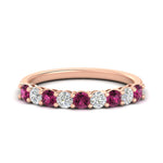 Load image into Gallery viewer, 9-stone-0.75-carat-beautiful-pink-sapphire-wedding-band-in-rose-gold-FD8008B9GSADRPI-0.75CT-NL-RG
