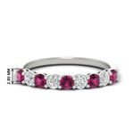 Load image into Gallery viewer, 9-stone-0.75-carat-beautiful-pink-sapphire-wedding-band-in-white-gold-FD8008B9GSADRPI-0.75CT-NL-WG-HW
