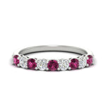 Load image into Gallery viewer, 9-stone-0.75-carat-beautiful-pink-sapphire-wedding-band-in-white-gold-FD8008B9GSADRPI-0.75CT-NL-WG
