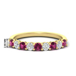 Load image into Gallery viewer, 9-stone-0.75-carat-beautiful-pink-sapphire-wedding-band-in-yellow-gold-FD8008B9GSADRPI-0.75CT-NL-YG-HW

