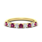 Load image into Gallery viewer, 9-stone-0.75-carat-beautiful-pink-sapphire-wedding-band-in-yellow-gold-FD8008B9GSADRPI-0.75CT-NL-YG
