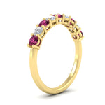 Load image into Gallery viewer, 9-stone-0.75-carat-beautiful-pink-sapphire-wedding-band-in-yellow-gold-FD8008B9GSADRPIANGLE2-0.75CT-NL-YG
