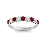 Load image into Gallery viewer, 9-stone-0.75-carat-beautiful-ruby-wedding-band-in-white-gold-FD8008B9GRUDRANGLE5-0.75CT-NL-WG
