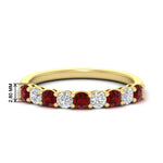 Load image into Gallery viewer, 9-stone-0.75-carat-beautiful-ruby-wedding-band-in-yellow-gold-FD8008B9GRUDR-0.75CT-NL-YG-HW
