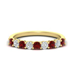Load image into Gallery viewer, 9-stone-0.75-carat-beautiful-ruby-wedding-band-in-yellow-gold-FD8008B9GRUDR-0.75CT-NL-YG
