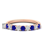 Load image into Gallery viewer, 9-stone-0.75-carat-beautiful-sapphire-wedding-band-in-rose-gold-FD8008B9GSABL-0.75CT-NL-RG-HW
