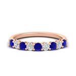 Load image into Gallery viewer, 9-stone-0.75-carat-beautiful-sapphire-wedding-band-in-rose-gold-FD8008B9GSABL-0.75CT-NL-RG
